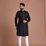 Handmade Royal Black Maharaja Style Achkan | Elegant Ethnic Wear | Jaipurio